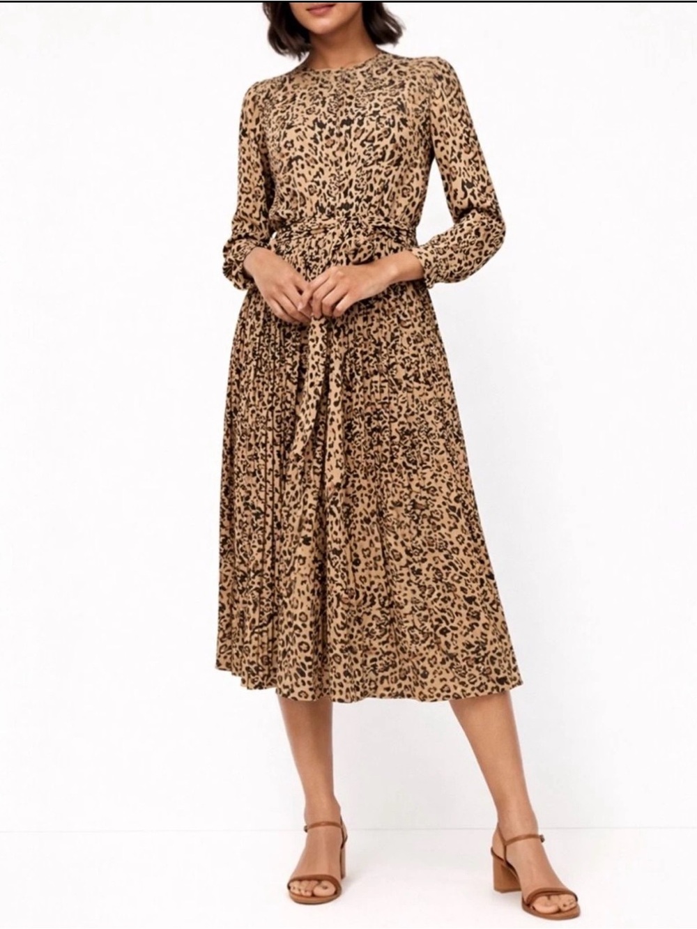 J. Crew Leopard Print Midi Dress in Tan and Black